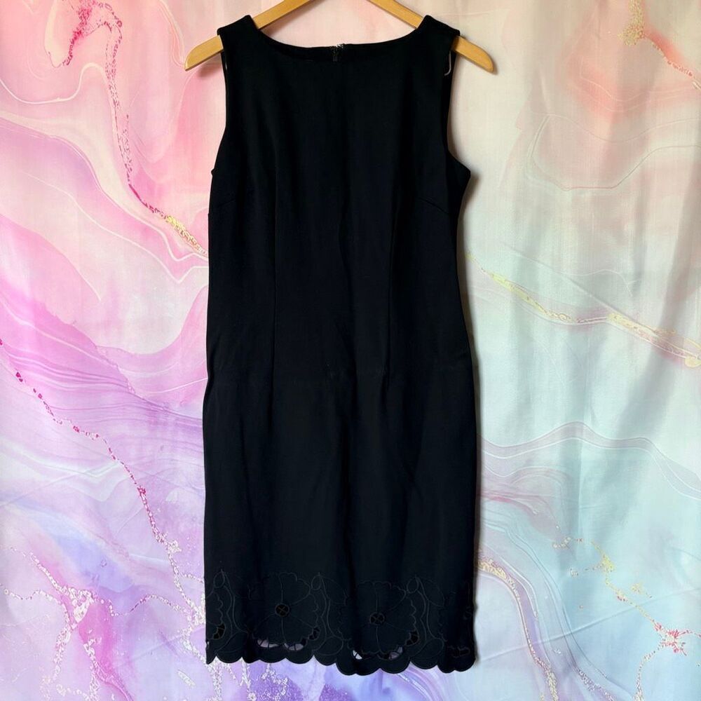 Talbots 4 Black Dress Bateau Floral Eyelet Preppy Professional Cocktail Luxury
